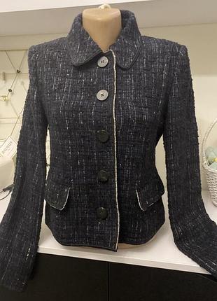 Жакет жаккардовый темно-синий размер м, s теплый