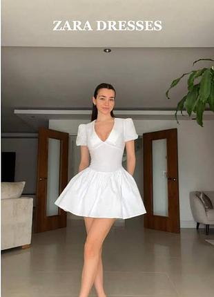 Сукня-поплін з вирізом бобо — zara white розмір с