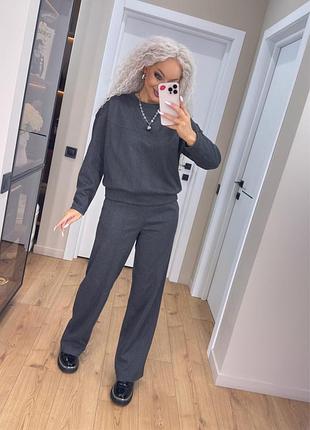 Стильный удобный теплый женский костюм-двойка из кашемира "грейс" код 0936