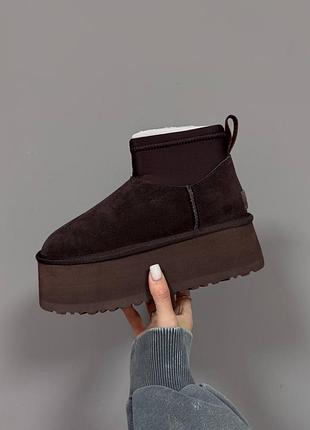 Ugg mini dipper platform chocolate уггі жіночі