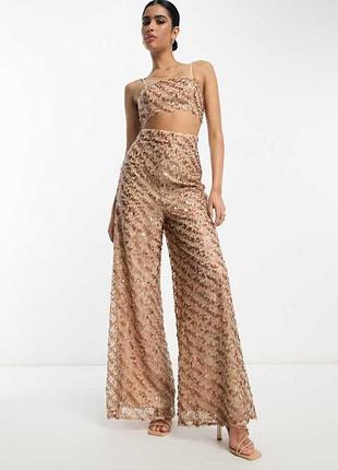 Комплект комбінезон в паєтки брюки топ
