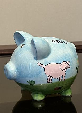 Керамічна копілка «весела свинка» • ручний розпис