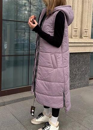 Жилетка довга максі еко пух