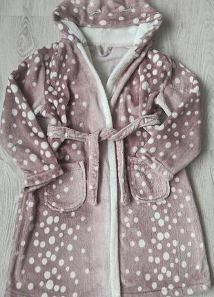 Теплий і затишний домашній халат george, розмір 10-11 років з принтом оленятко