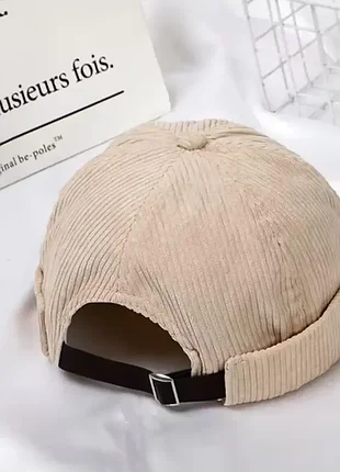 Вельветова кепка докер без козирка, молодіжна кепка docker колір бежевий