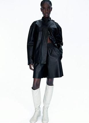 H&m studio куртка жакет рубашка натуральна шкіра кожаная рубашка