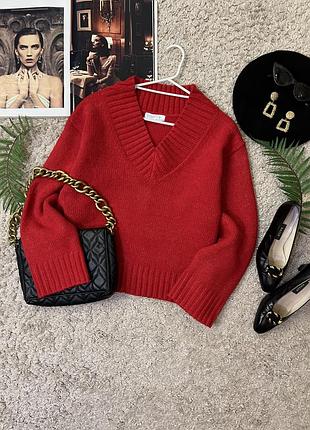 Червоний вільний светр #546/21