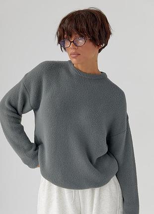 Светр з альпаки у вільному фасоні, тнплий жіночий светр, альпака, жіночий джемпер, сірий светр