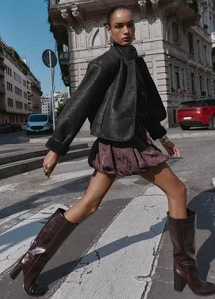 Жіноча двостороння куртка, чорна куртка  дублянка zara