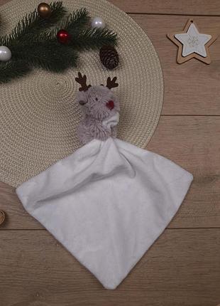 Игрушка комфортер новогодняя велюровая платочек олень