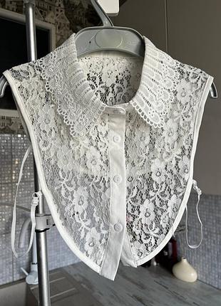 Накладной съемный кружевной гипюровый белый воротник манишка имитация рубашки onesize кружной воротник цвета айвори