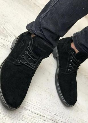 Мужские замшевые ботинки дезерты темно- синего цвета, 10/44 размер, cedar wood state. primark/.