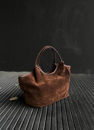 Замшевая кожаная коричневая сумка tilde, италия