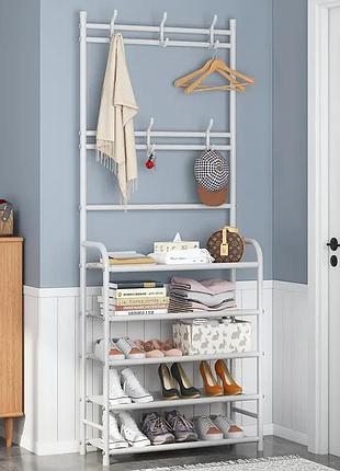 Белая универсальная вешалка для одежды new simple floor clothes rack 5 полок