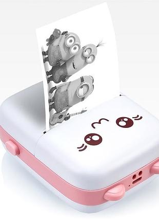 Портативний мініпринтер mini printer з bluetooth для термодруку без чорнила зі смартфона. колір: рожевий 4
