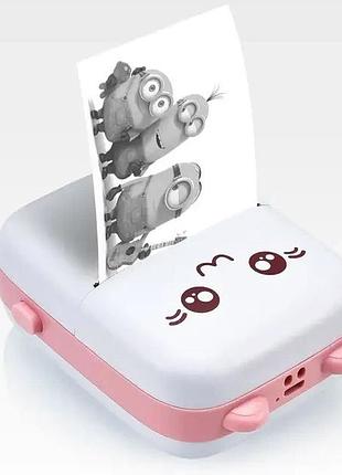 Портативний мініпринтер mini printer з bluetooth для термодруку без чорнила зі смартфона. колір: рожевий 10