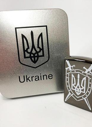 Дугова електроімпульсна запальничка usb україна металева коробка hl-446. колір: чорний
