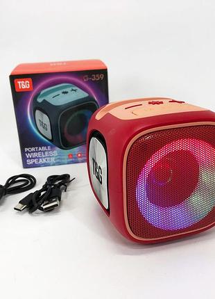 Портативная bluetooth колонка tg359 7w с rgb подсветкой, гучная блютуз колонка. цвет: красный