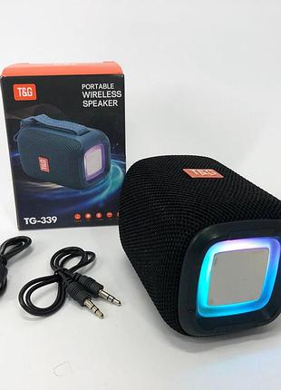 Портативная колонка bluetooth tg339 5w с rgb подсветкой, аккумуляторная колонка для музыки. цвет: черный