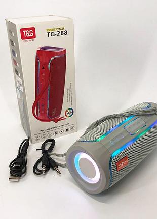 Портативна колонка bluetooth з led підсвічуванням tg288, акумуляторна колонка для музики. колір: сірий