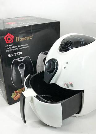 Аерофритниця мультипіч аерогриль domotec ms-3220 1300w 4,5 л безмасляна з таймером. колір: білий