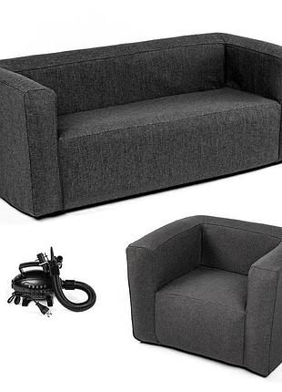 Комплект надувних меблів диван і крісло сірий sw-00002658