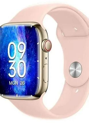 Смарт-годинник smart watch gs7 pro max, 45 мм, дзвінки, бездротова зарядка рожевий