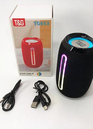 Портативная bluetooth-колонка tg653 usb с ремешком, аккумуляторная колонка для музыки. цвет: черный