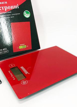 Весы кухонные matarix mx-402 5 кг с дисплеем, весы кухонные для продуктов домашние. цвет: красный