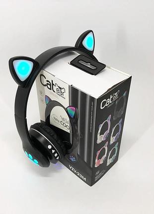 Беспроводные наушники с кошачьими ушками и rgb подсветкой cat vzv 23m. цвет: черный