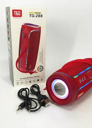 Портативна bluetooth колонка з led підсвічуванням tg288, гучна колонка для вечірки. колір: червоний