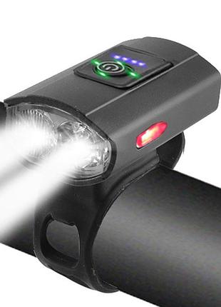 Велофонарь 2285-2xpe ultra light aluminium встроенный аккумулятор, индикация заряда, waterproof
