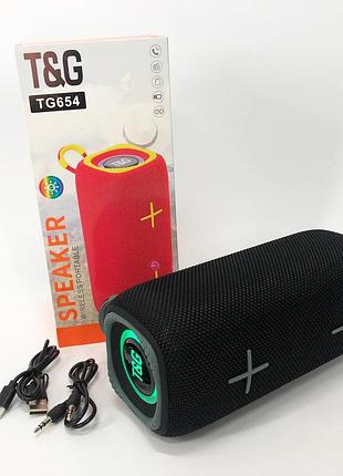 Портативная bluetooth колонка tg654 8w с подсветкой, аккумуляторная колонка для музыки. цвет: черный