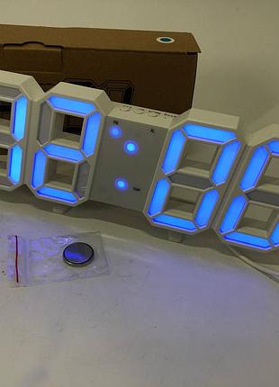 Годинник настільний ly-1089 з білим підсвічуванням led синій, годинник настільний професійний електронний