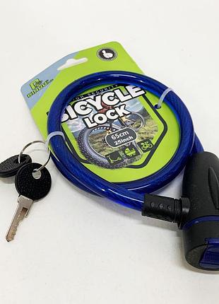 Замок велосипедный kihuu lock 187, 10*65 тросовый, 2 ключа. цвет: синий