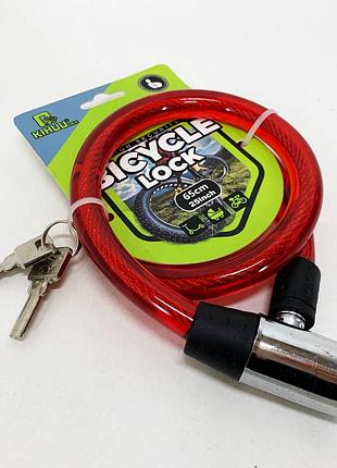 Замок велосипедный kihuu lock 185, 15*65 тросовый, 2 ключа. цвет: красный