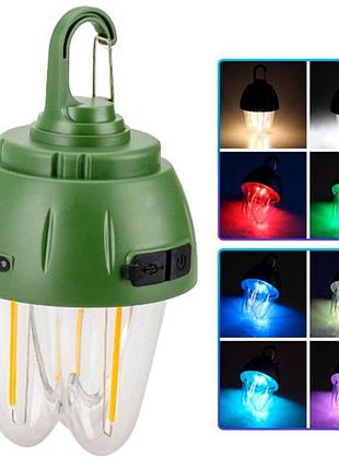 Фонарь кемпинг вольфрамовая лампа на солнечной батарее 899-smd(rgb)+cob