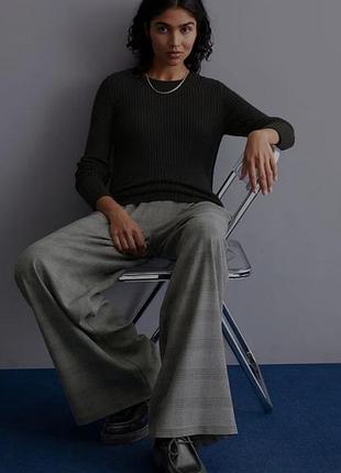 Джемпер, лонгслів лаконічний чорний в рубчик зі суміші вовни marc o'polo