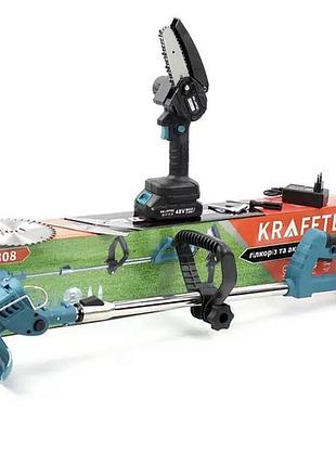 Набір газонокосарка і міні пила з акумулятором на 48v krafftec kra-808