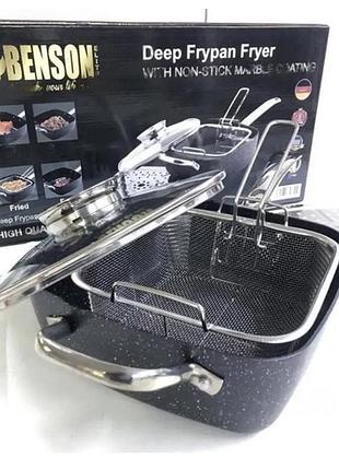 Сковорода квадратна фритюрниця 24см benson bn-355 з кришкою