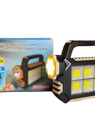 Аккумуляторный фонарь с солнечной панелью solar multi light hs-8029-7-a • портативный кемпинговый фонарь с usb