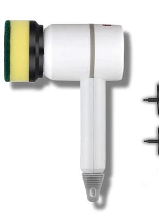 Аккумуляторная щетка для мытья посуды со сменными насадками (зарядка usb)