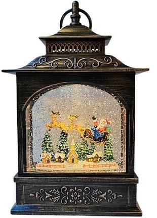 Новорічний нічник вінтажний ліхтар на батарейках і від usb xmas wdl-24007a