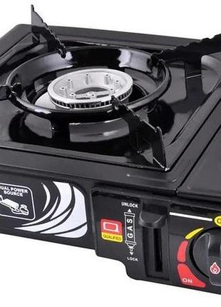 Газовая плита портативная туристическая maxsun ms-2500lpg black с адаптером в кейсе корея