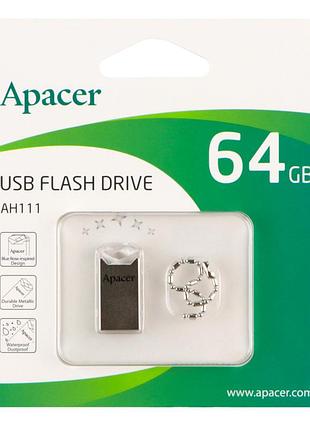 Usb флеш-накопичувач apacer ah111 64gb колір срібний/синій