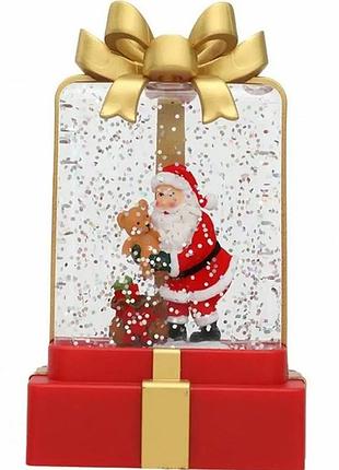Новогодний ночник «подарок» с эффектом снежного вихря и led подсветкой xmas wdl-25010a