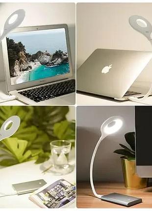 Гибкая usb лампа с голосовым управлением с зарядкой от power bank белая / светодиодный фонарь lk-50