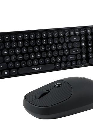 Беспроводная клавиатура и мышь twolf tf350 black цвет черный