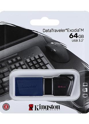 Usb флеш-накопитель 3.2 kingston datatraveler exodia m 64gb цвет черный/синий
