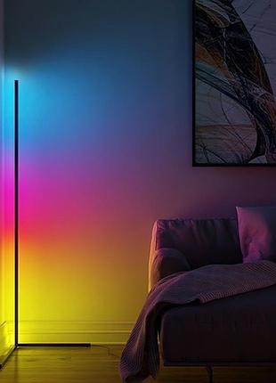 Угловая led rgb bluetooth лампа торшер с пультом и управление приложением высота 1.5м.